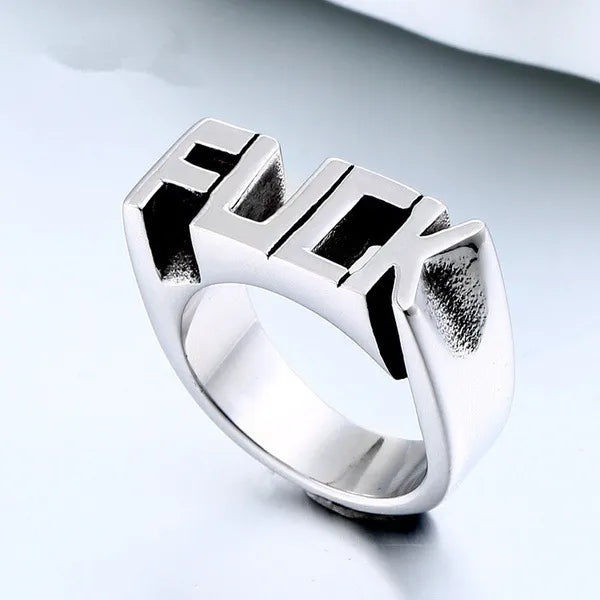 Anillo de aleación con diseño de letras, estilo punk unisex - imagen 4