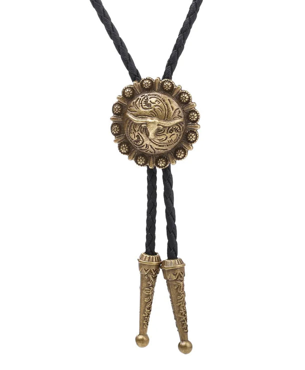 Corbata bolo de aleación con cordón de piel y dijes de estrella y calavera - imagen 18