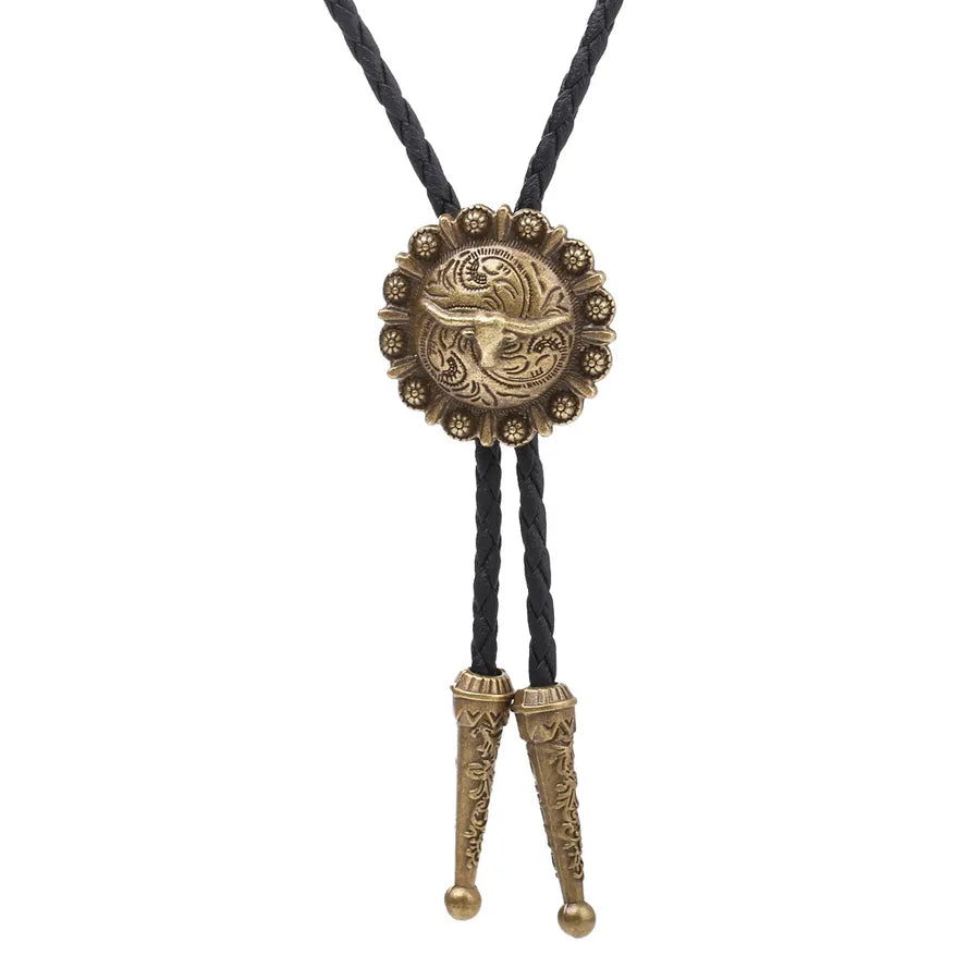 Corbata bolo de aleación con cordón de piel y dijes de estrella y calavera - imagen 18