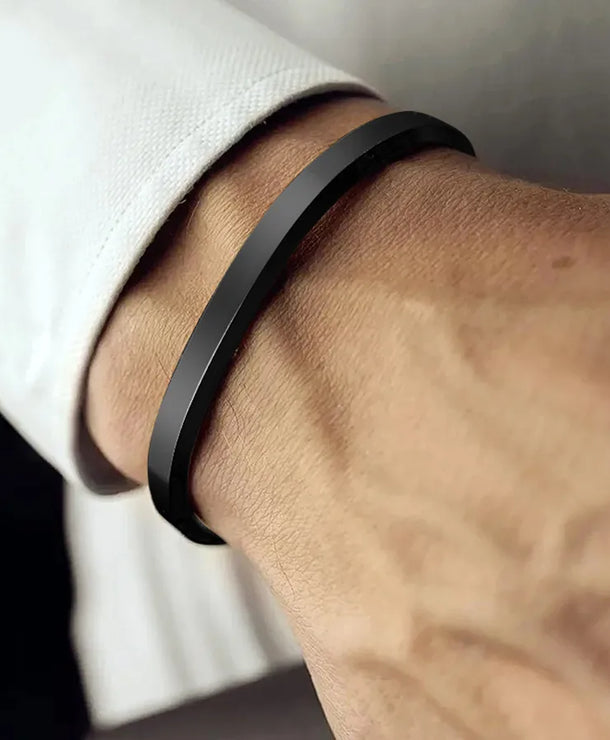 Brazalete de acero inoxidable 304 para hombre con diseño en forma de C - imagen 3