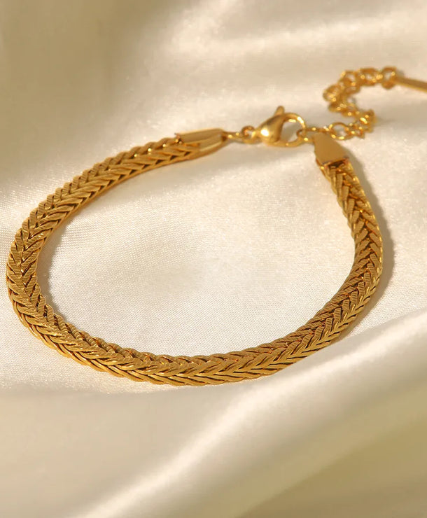 Pulsera redonda dorada de acero 304, estilo INS para mujer - imagen 3