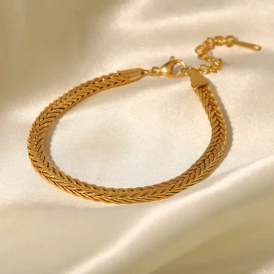 Pulsera redonda dorada de acero 304, estilo INS para mujer - imagen 3