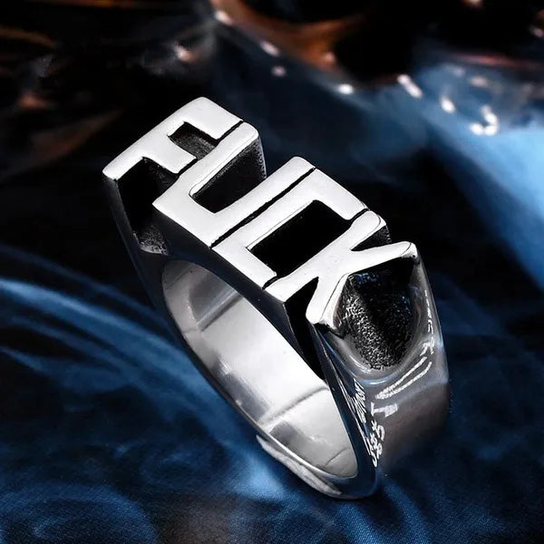 Anillo de aleación con diseño de letras, estilo punk unisex - imagen 19