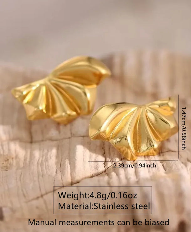 Aretes de botón de acero inoxidable 304 con diseño floral streetwear - imagen 34