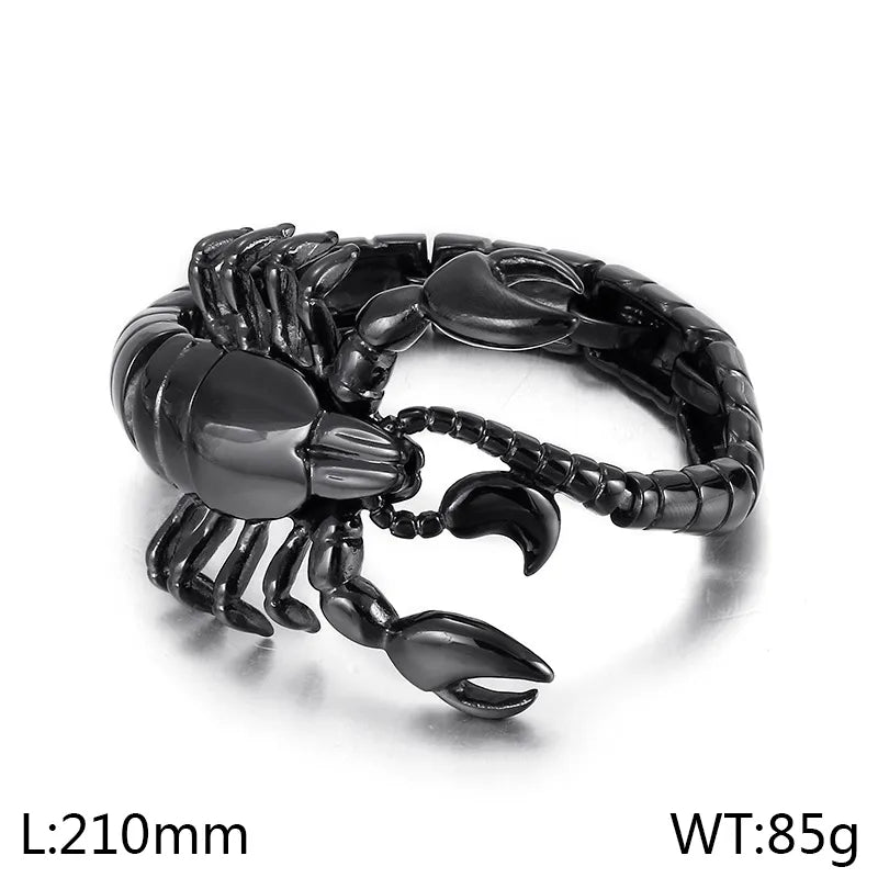 Pulsera de acero 304 con baño de oro 18K y dije de escorpión - imagen 12