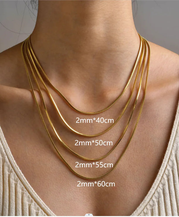 Collar de cadena serpiente de acero 201 con baño dorado para mujer - imagen 3
