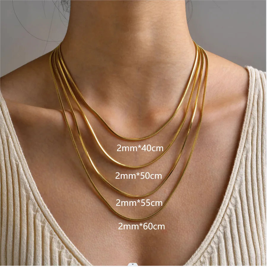 Collar de cadena serpiente de acero 201 con baño dorado para mujer - imagen 3