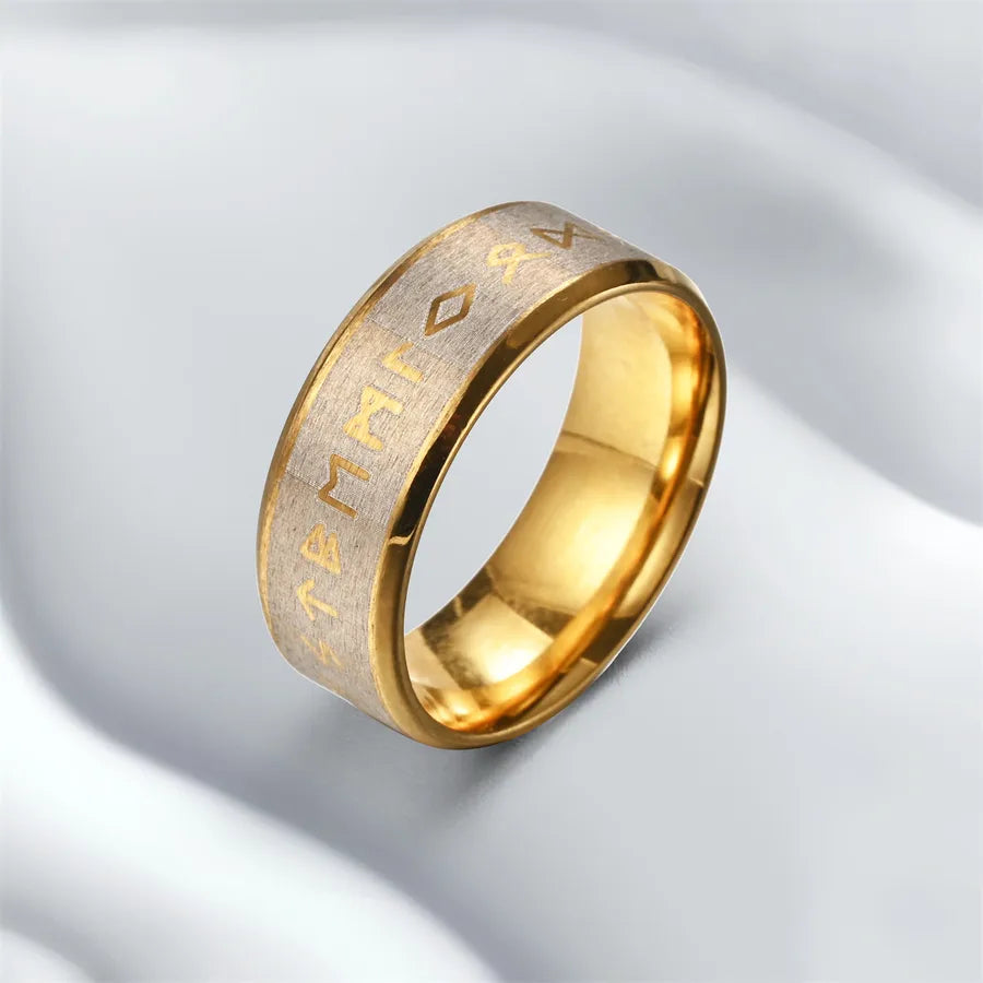 Anillo de acero 304 con diseño color block y grabado para hombre - imagen 3