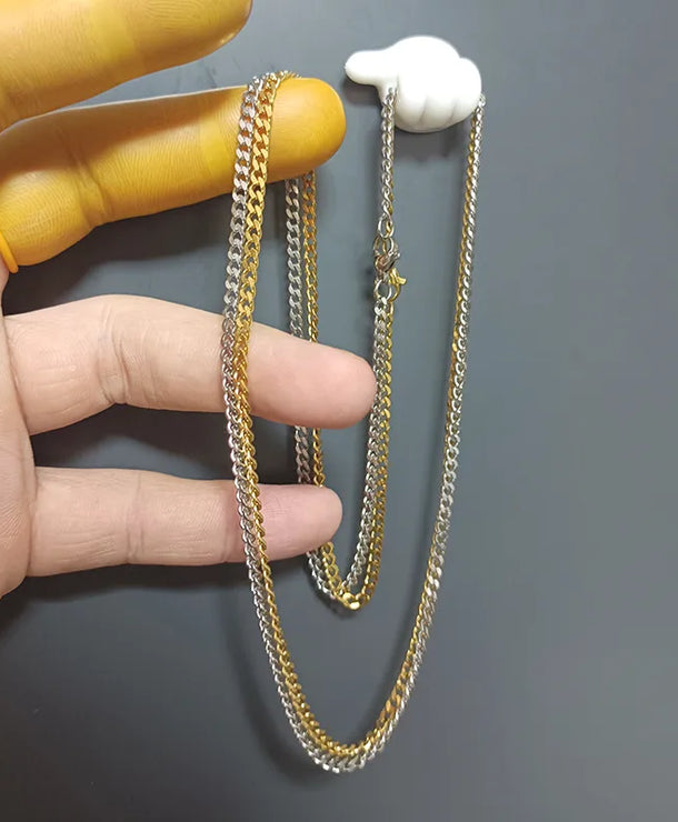 Collar de acero de titanio con baño de oro 18K, estilo minimalista unisex - imagen 2