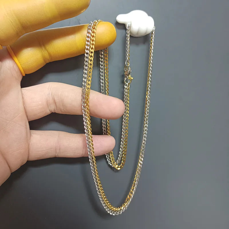 Collar de acero de titanio con baño de oro 18K, estilo minimalista unisex - imagen 2