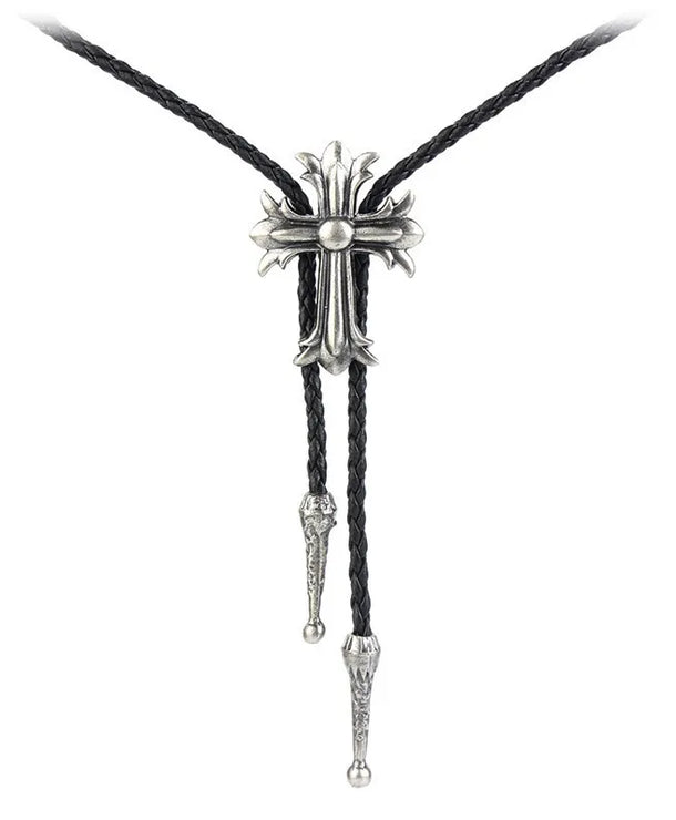 Corbata bolo de aleación con cordón de piel y dijes de estrella y calavera - imagen 34