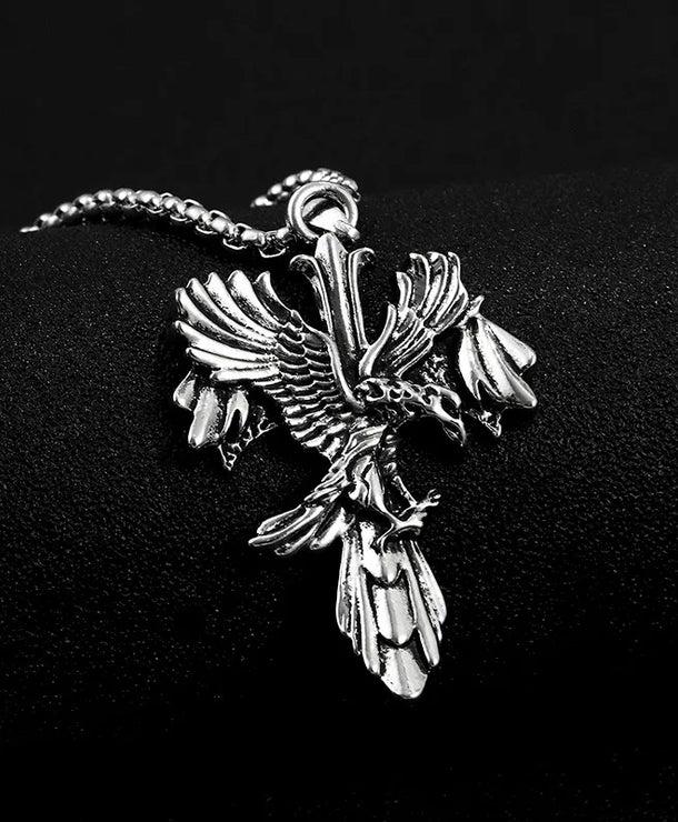 Collar con dije de águila y cruz estilo hip-hop en aleación