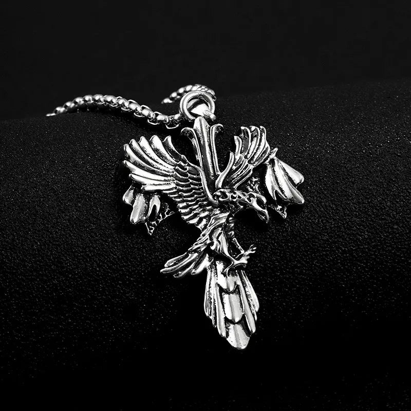 Collar con dije de águila y cruz estilo hip-hop en aleación