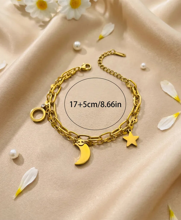 Pulsera hecha a mano con baño de oro 18K y diseño geométrico, estilo IG - imagen 3