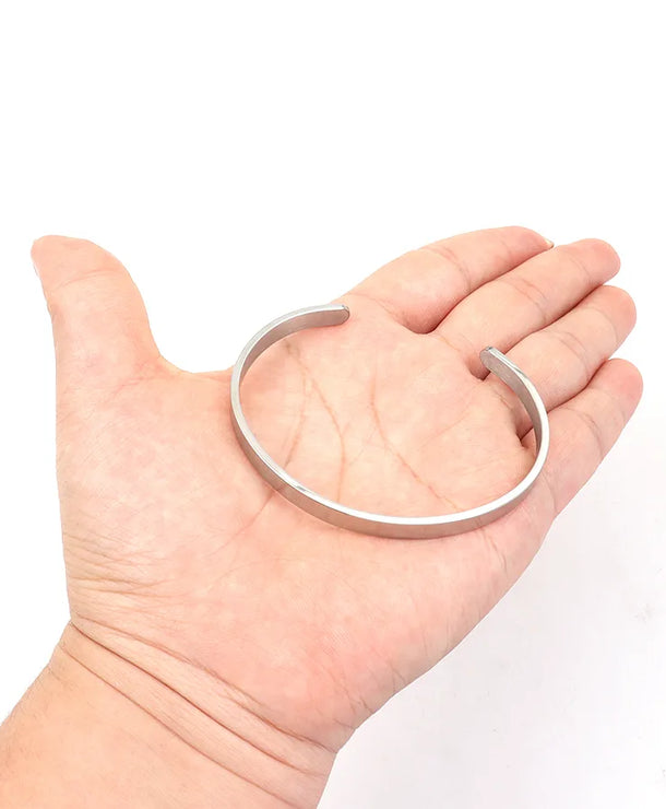 Brazalete de acero inoxidable 304 para hombre con diseño en forma de C - imagen 8