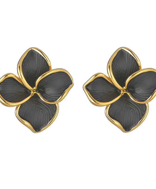 Aretes de botón de acero 304 con baño de oro 18K y diseño de flor - imagen 5