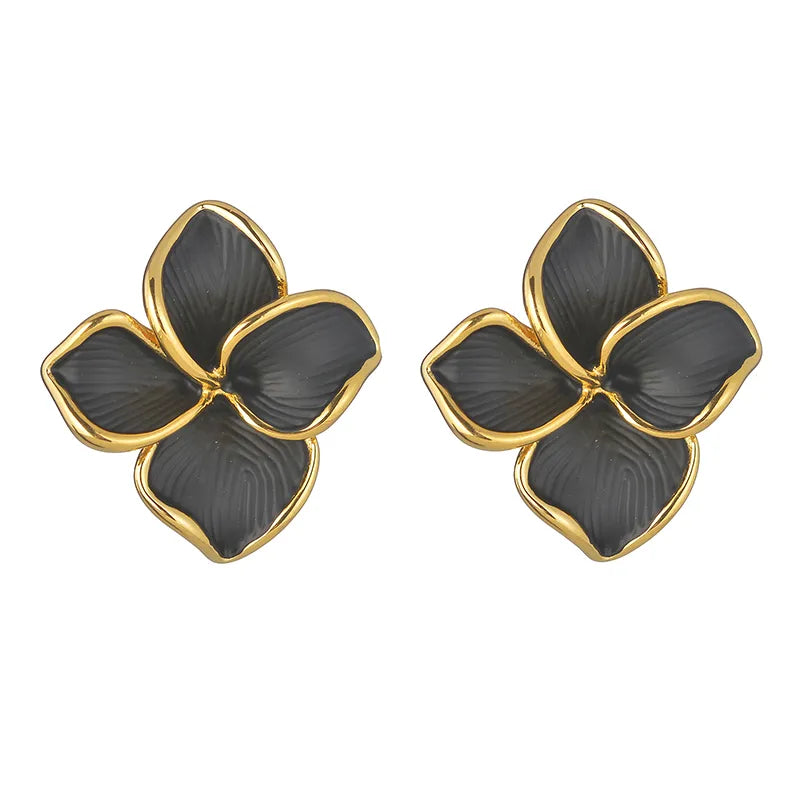 Aretes de botón de acero 304 con baño de oro 18K y diseño de flor - imagen 5