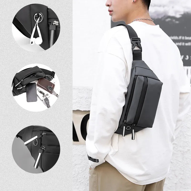 Riñonera impermeable de tela Oxford para hombre, estilo deportivo - imagen 2