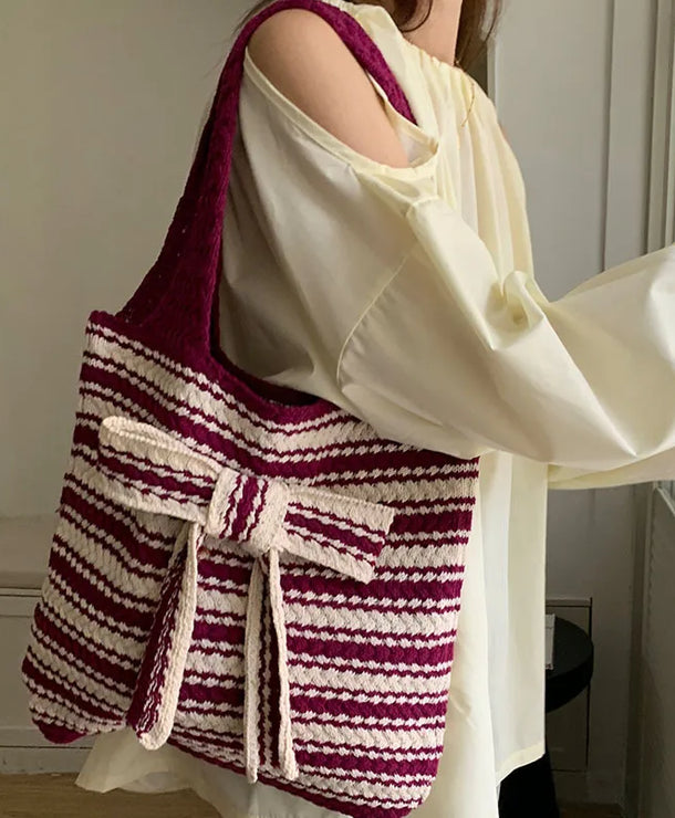 Bolso de hombro de poliéster con moño y tejido vintage para mujer - imagen 4