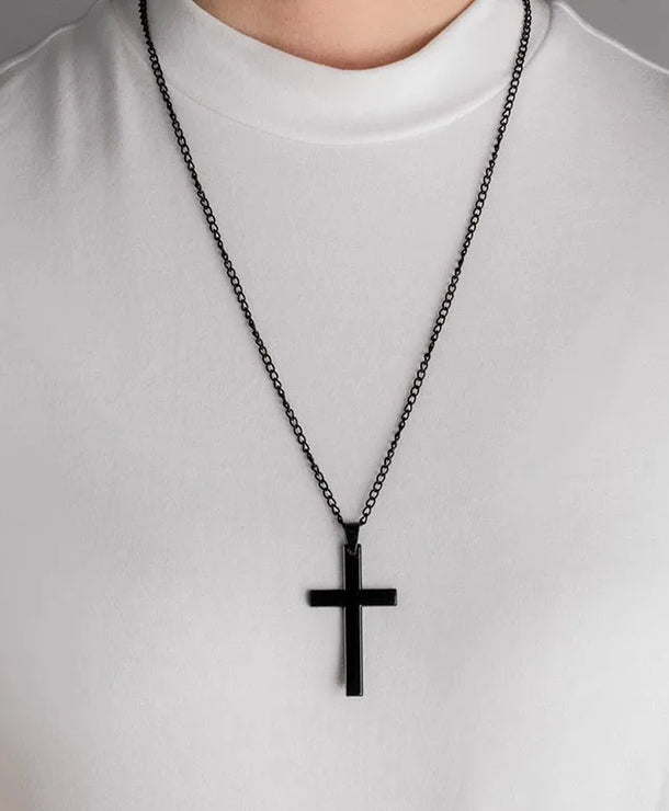 Collar con dije de cruz para hombre en aleación, estilo retro