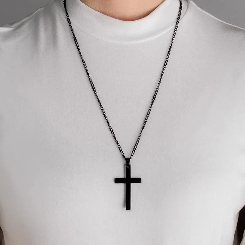 Collar con dije de cruz para hombre en aleación, estilo retro