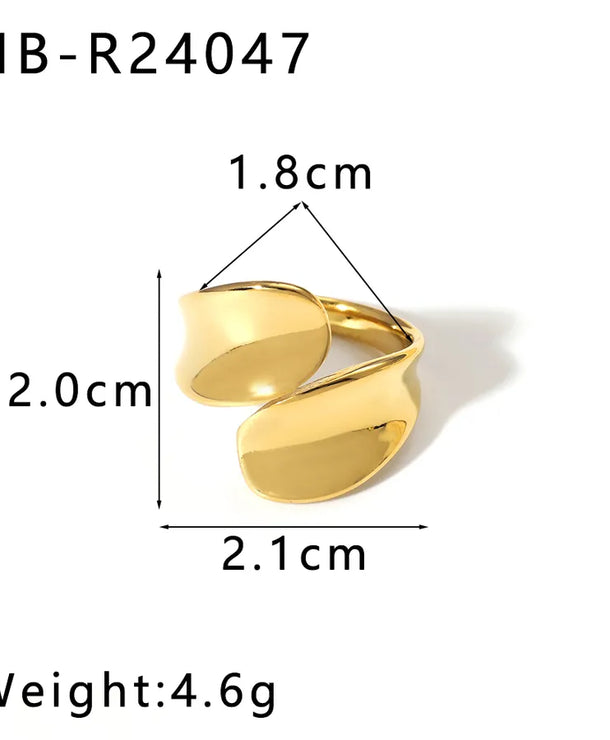 Anillo ajustable de acero 304 con diseño geométrico de gotas de agua - imagen 11