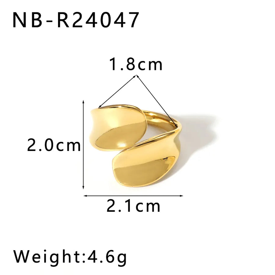 Anillo ajustable de acero 304 con diseño geométrico de gotas de agua - imagen 11
