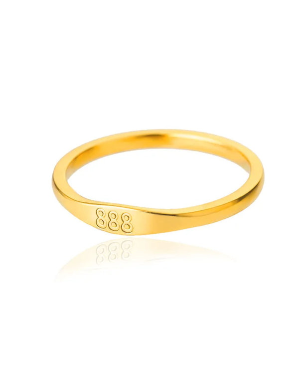 Anillo de números de acero inoxidable con detalle dorado, unisex - imagen 13