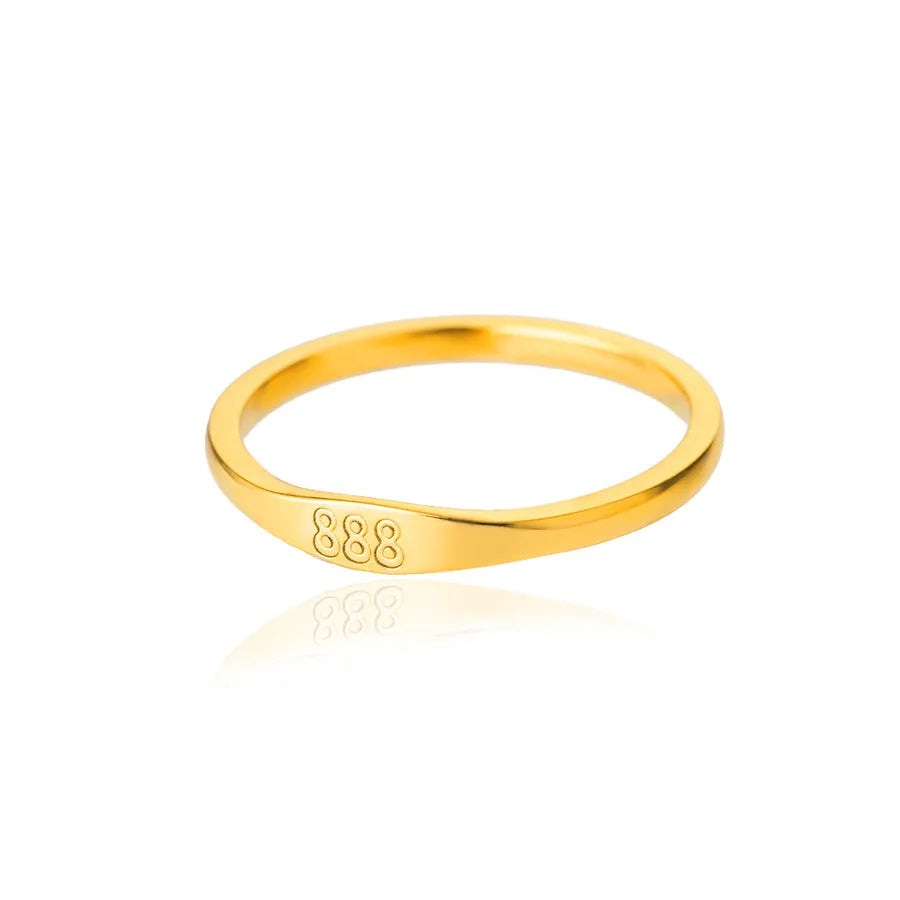 Anillo de números de acero inoxidable con detalle dorado, unisex - imagen 13