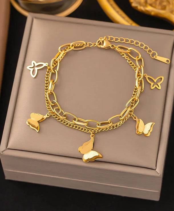 Pulsera de corazones con cadena cubana en acero 304 y baño de oro 18K - imagen 34