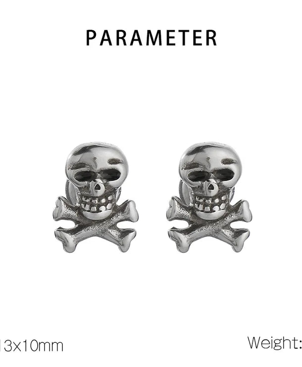 Aretes de acero 304 con dije de calavera e incrustación de circonia - imagen 9