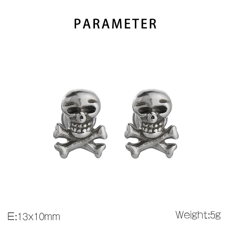 Aretes de acero 304 con dije de calavera e incrustación de circonia - imagen 9