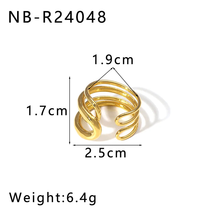 Anillo ajustable de acero 304 con diseño geométrico de gotas de agua - imagen 12