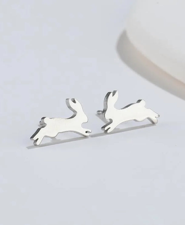 Aretes de botón de acero 304 con baño de oro 18K y diseño de animalitos - imagen 30