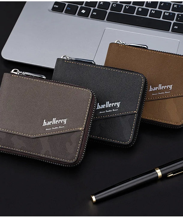 Cartera compacta de piel sintética para hombre para uso diario