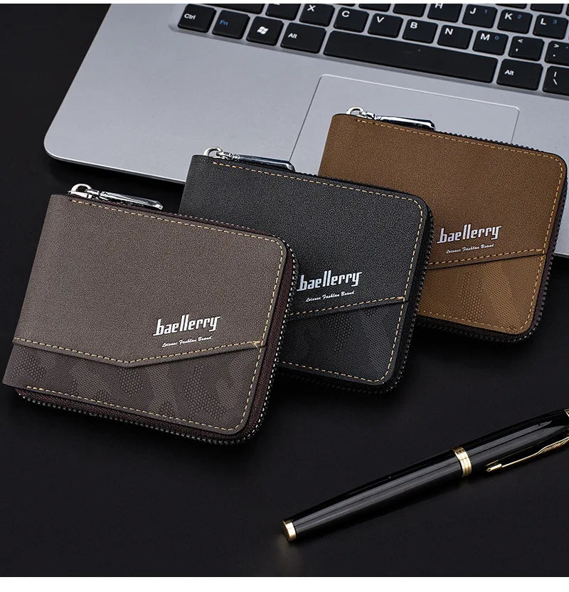 Cartera compacta de piel sintética para hombre para uso diario