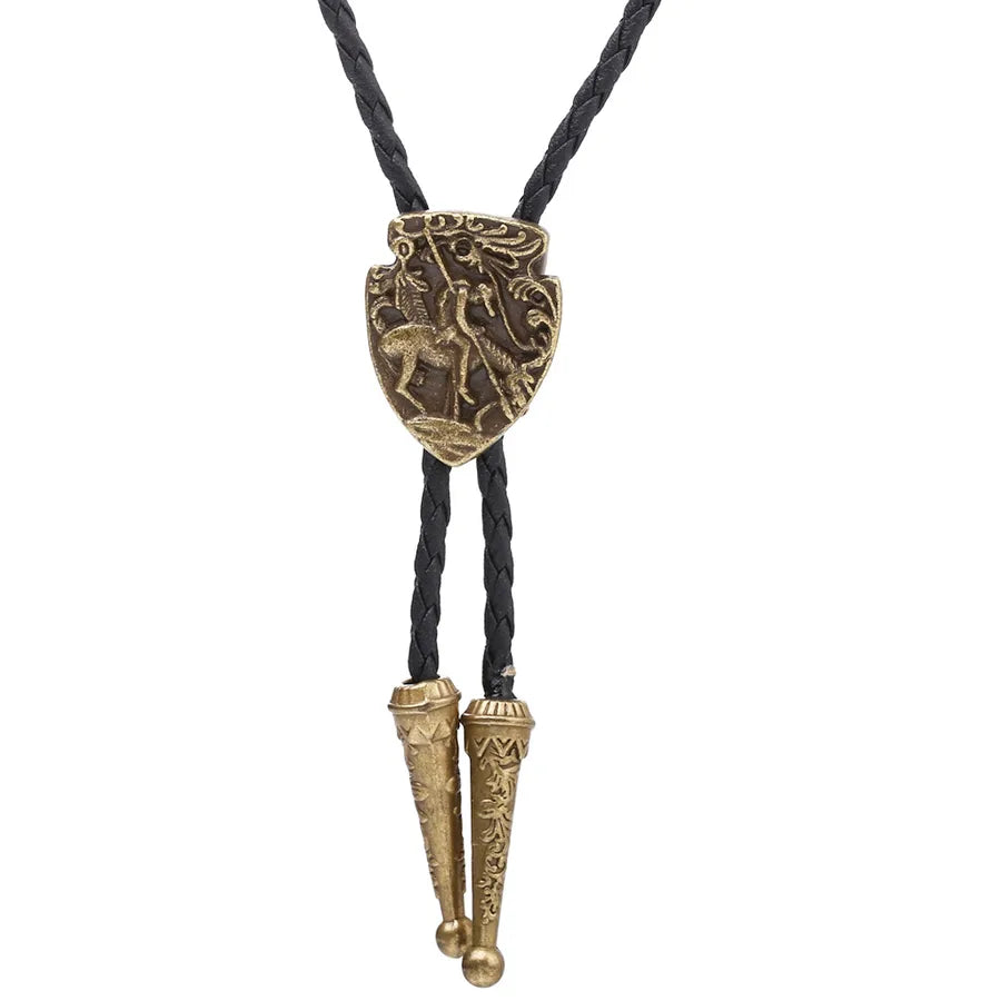 Corbata bolo de aleación con cordón de piel y dijes de estrella y calavera - imagen 49