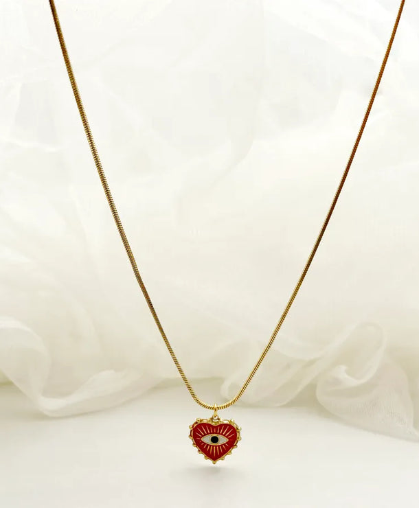 Collar con dije de sol, ojo turco y corazón en acero inoxidable 304 - imagen 5