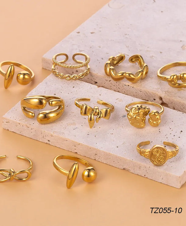 Anillo ajustable geométrico de acero de titanio para mujer - imagen 5