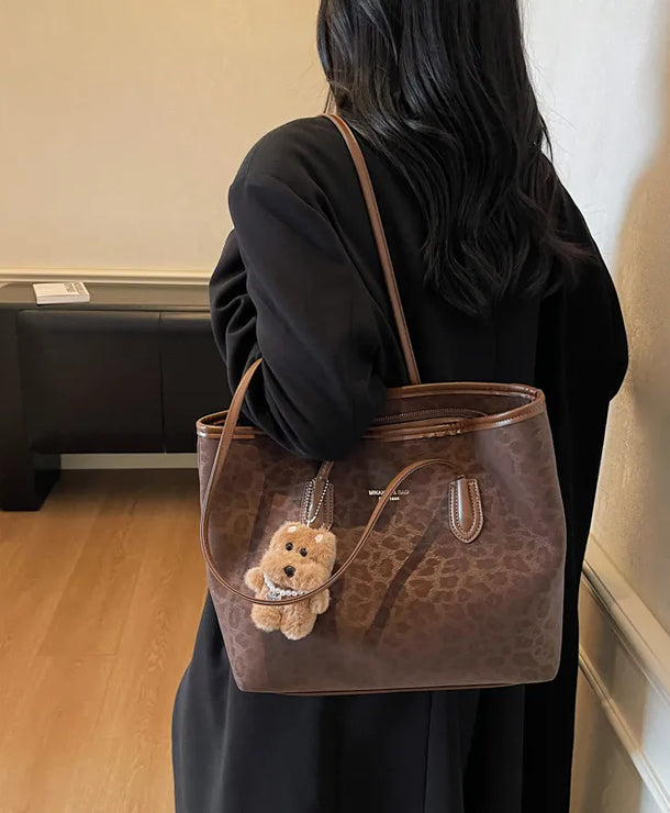 Bolso tote de piel sintética con estampado de leopardo y gran capacidad - imagen 12
