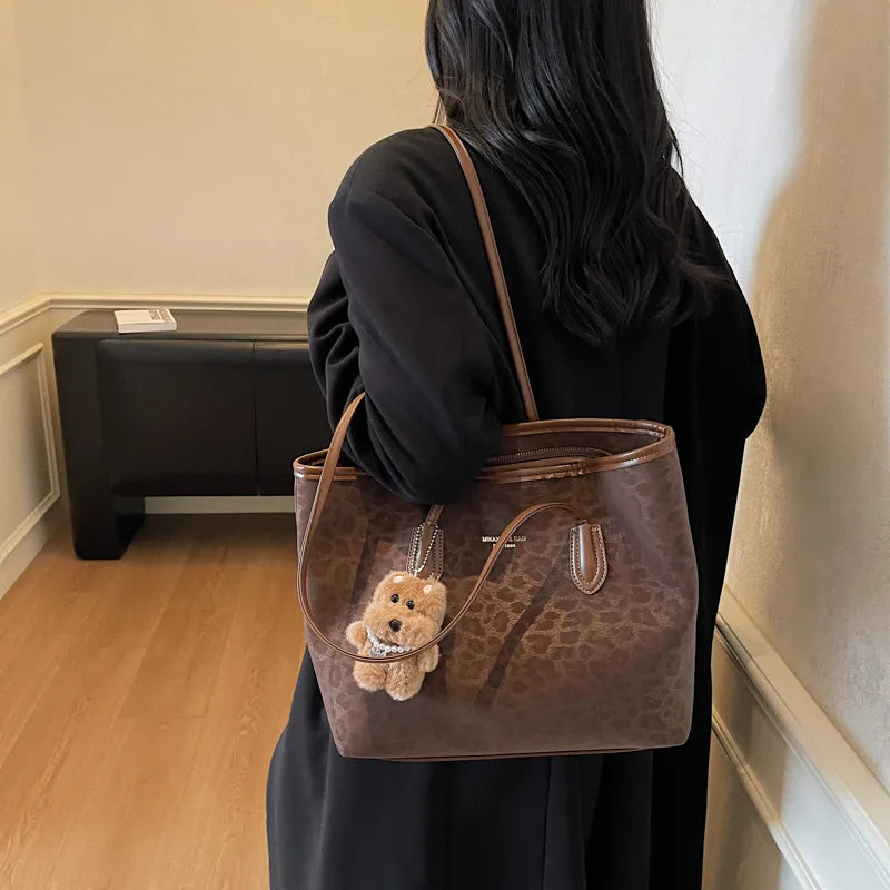 Bolso tote de piel sintética con estampado de leopardo y gran capacidad - imagen 12