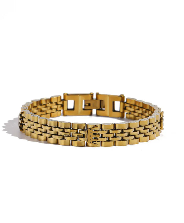 Brazalete de corona para hombre en acero 201 con cadena tipo reloj - imagen 6