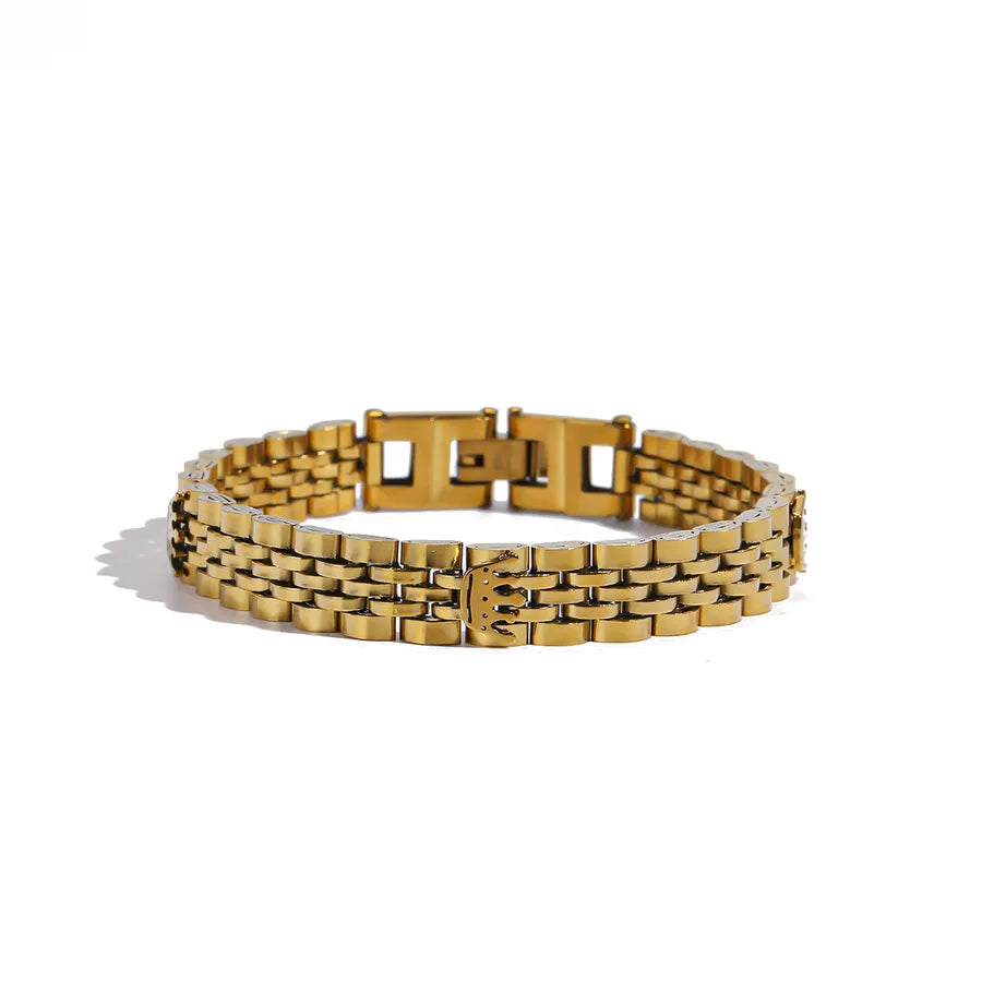 Brazalete de corona para hombre en acero 201 con cadena tipo reloj - imagen 6