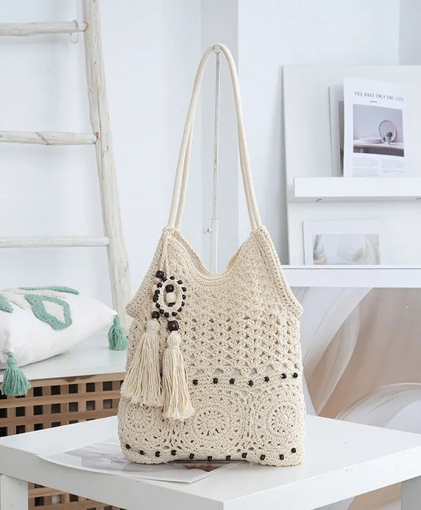 Bolso de paja calado en algodón para mujer, ideal para primavera - imagen 4