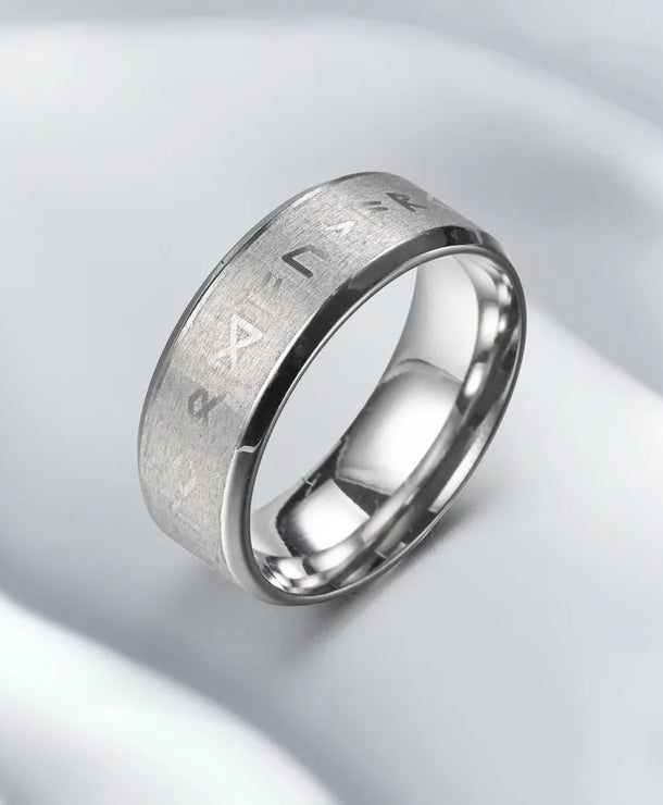 Anillo de acero 304 con diseño color block y grabado para hombre - imagen 7