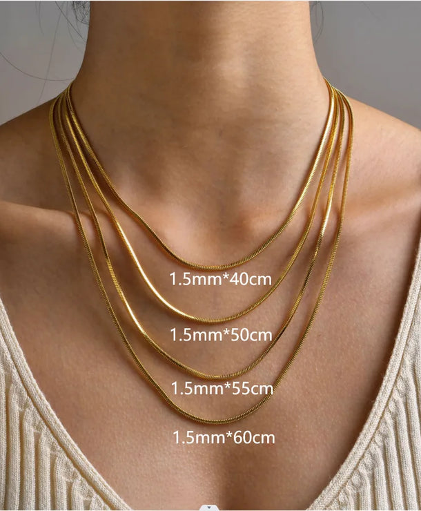 Collar de cadena serpiente de acero 201 con baño dorado para mujer - imagen 2