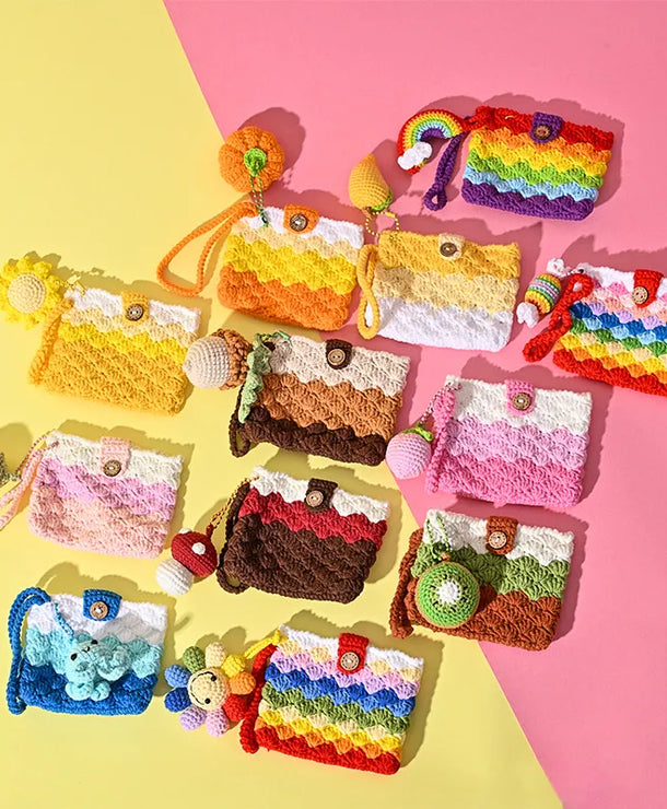 Monedero de estambre tejido a crochet con estampado de frutas, unisex - imagen 2