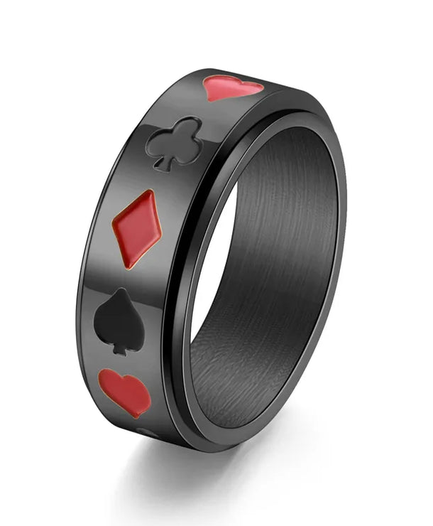 Anillos de acero de titanio para hombre con diseño de póker - imagen 6