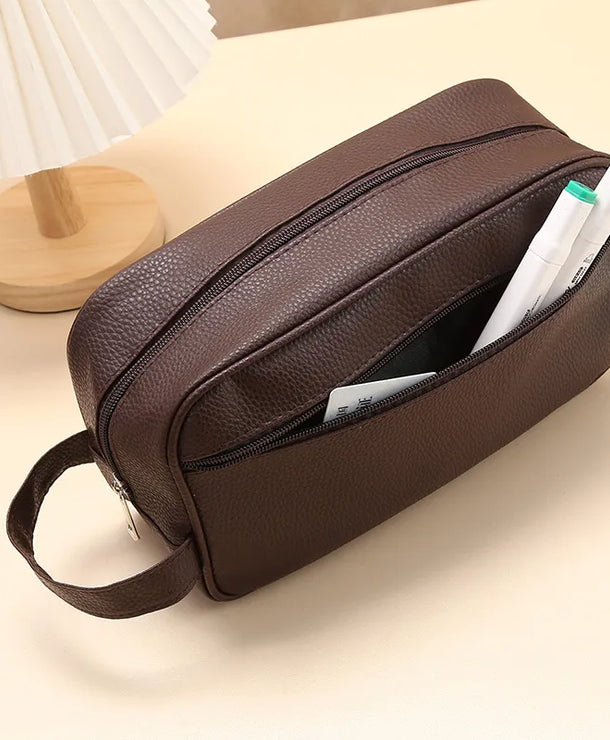Neceser de PVC con cierre en color liso, unisex, ideal para viajar - imagen 3