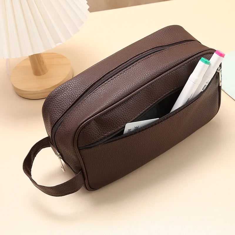 Neceser de PVC con cierre en color liso, unisex, ideal para viajar - imagen 3